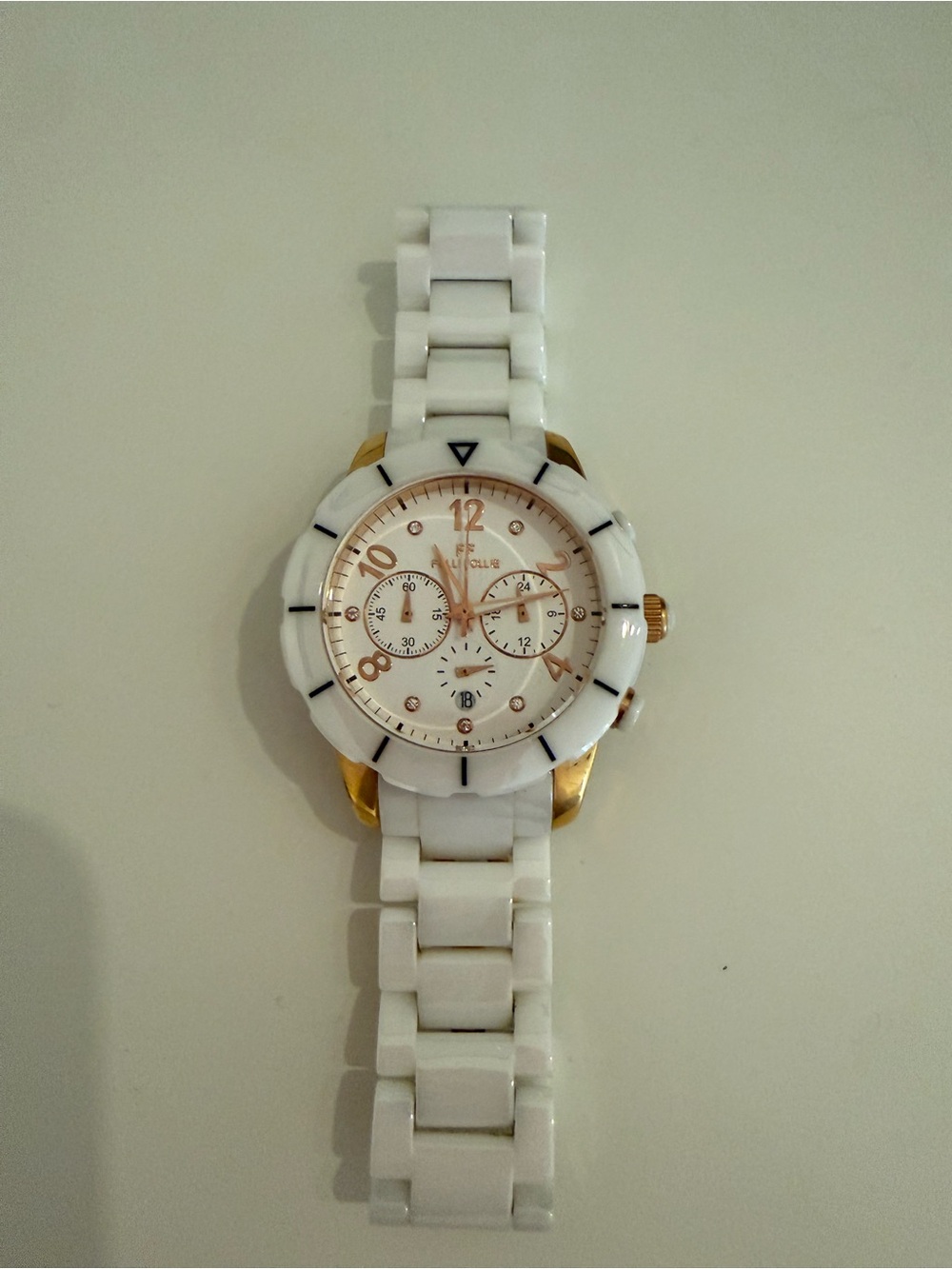 Folli Follie White Ceramic Women’s Watch with Rose Gold Accents- no box